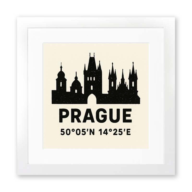 Place Coordinates Linoprint-Style Art (c308)