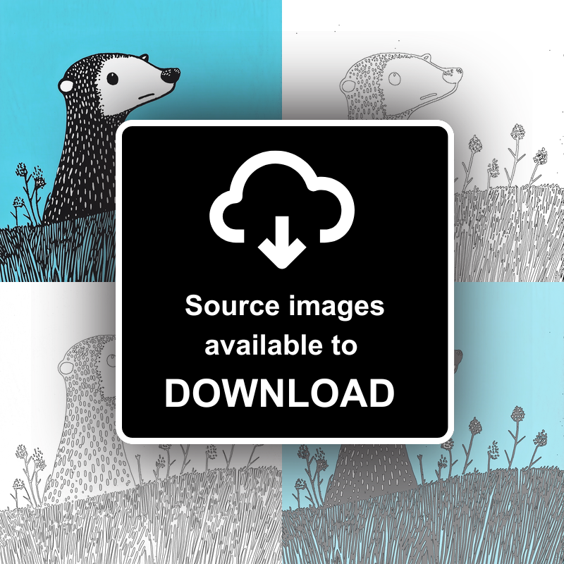 Cute Ferret Linoprint-Style Art (621-1)