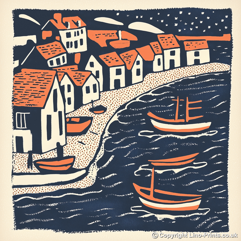 Wells-next-the-Sea, Norfolk Linoprint-Style Art (160-1)