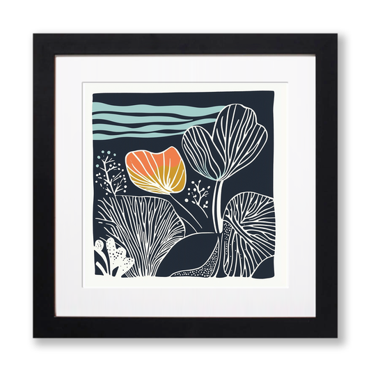 Organic patterns Linoprint-Style Art (1124-1)