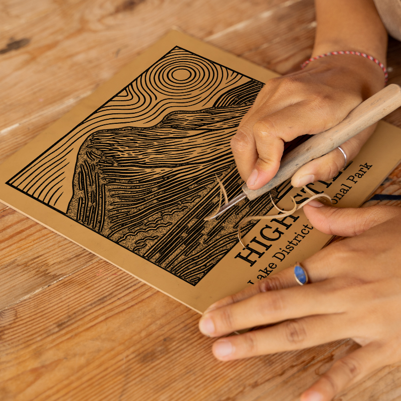 Mountains Linoprint-Style Art (c357)