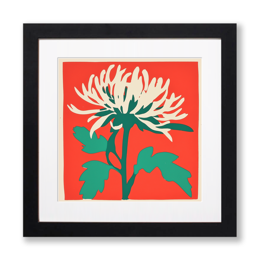 Chrysanthemum Linoprint-Style Art (1637-1)