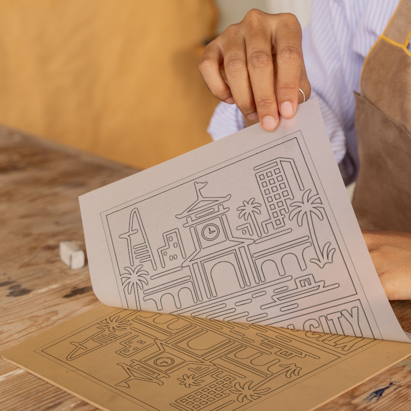 Cities Linoprint-Style Art (c184)