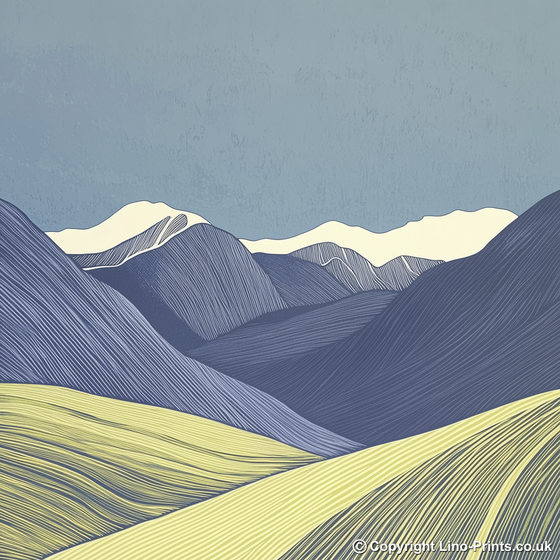 Blencathra skyline silhouette (Sharp Edge) Linoprint-Style Art (2365-1)