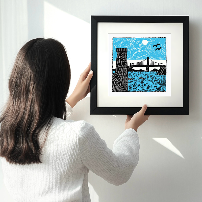 Forth Bridge, Scotland Linoprint-Style Art (560-1)