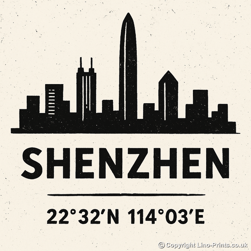 Place Coordinates Linoprint-Style Art (c272)