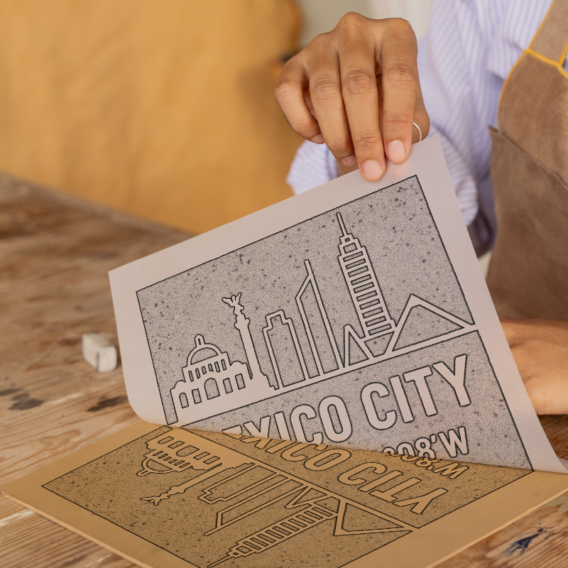 Place Coordinates Linoprint-Style Art (c283)
