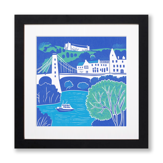Clifton Suspension Bridge, Bristol Linoprint-Style Art (843-1)