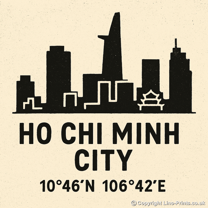Place Coordinates Linoprint-Style Art (c277)
