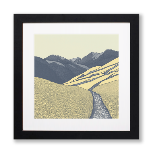 High Stile in the Lake District Linoprint-Style Art (2451-2)