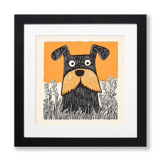 Miniature Schnauzer Linoprint-Style Art (1477-2)
