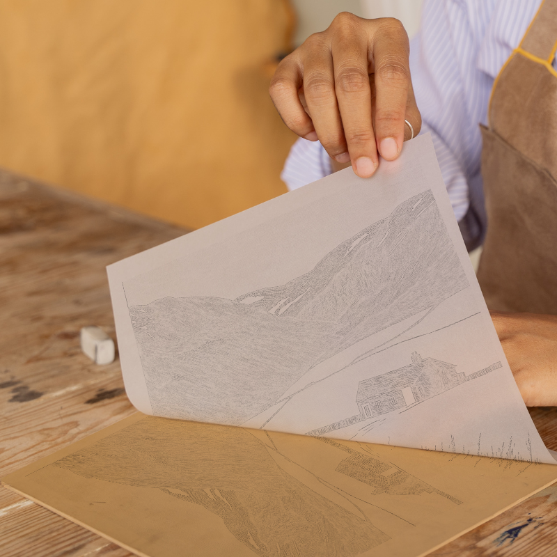 Place Fell in the Lake District Linoprint-Style Art (2506-4)