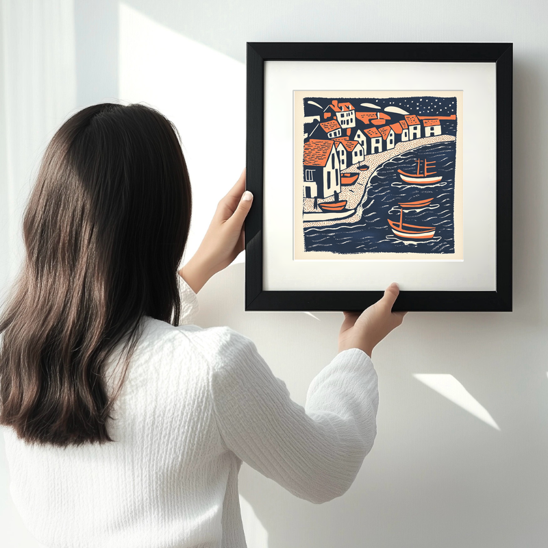 Wells-next-the-Sea, Norfolk Linoprint-Style Art (160-1)
