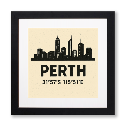 Place Coordinates Linoprint-Style Art (c292)