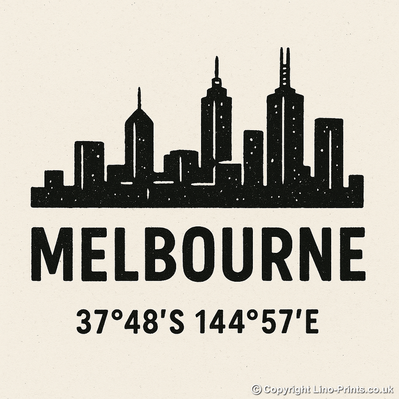 Place Coordinates Linoprint-Style Art (c322)