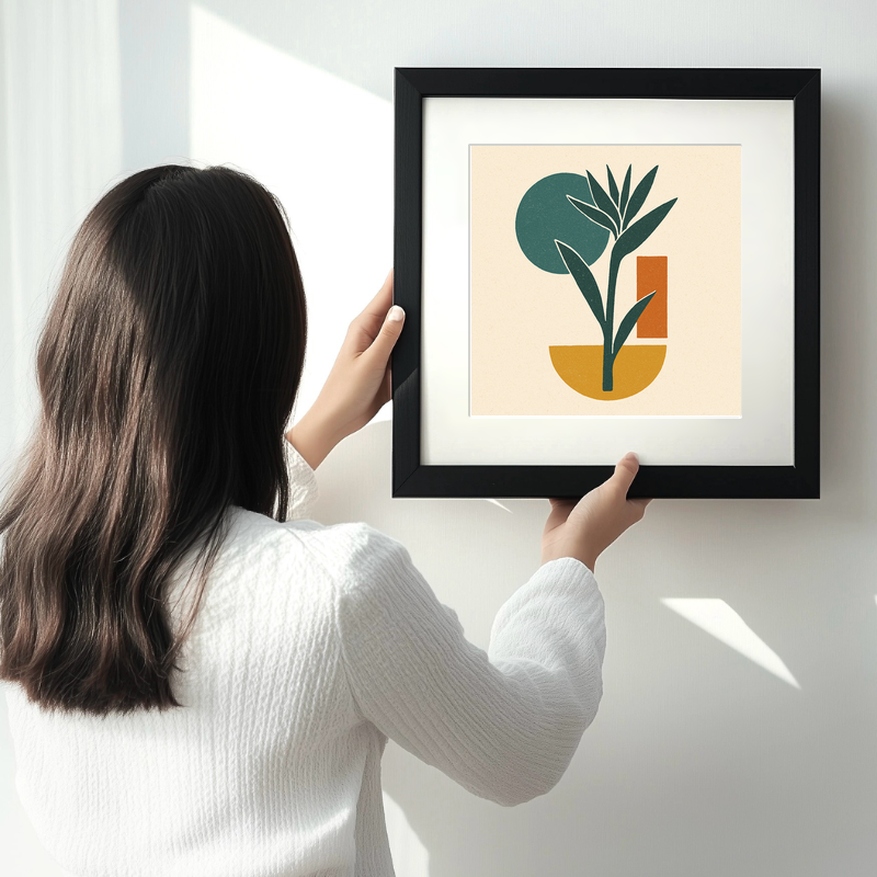 Flowers and Plants Linoprint-Style Art (c524)