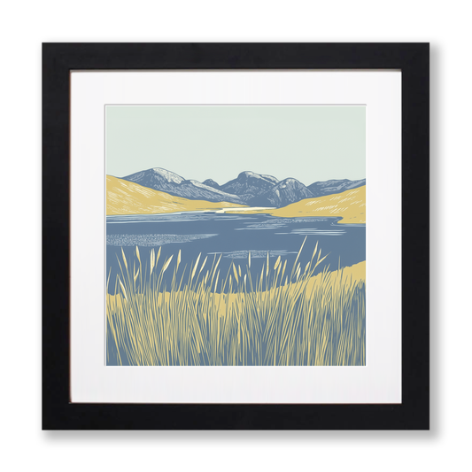 Angle Tarn Pikes view Linoprint-Style Art (2357-4)