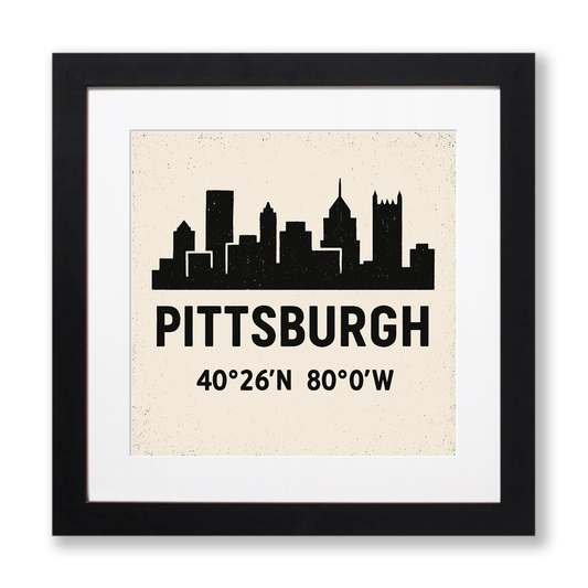 Place Coordinates Linoprint-Style Art (c313)