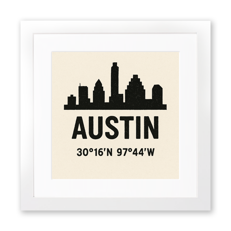 Place Coordinates Linoprint-Style Art (c265)