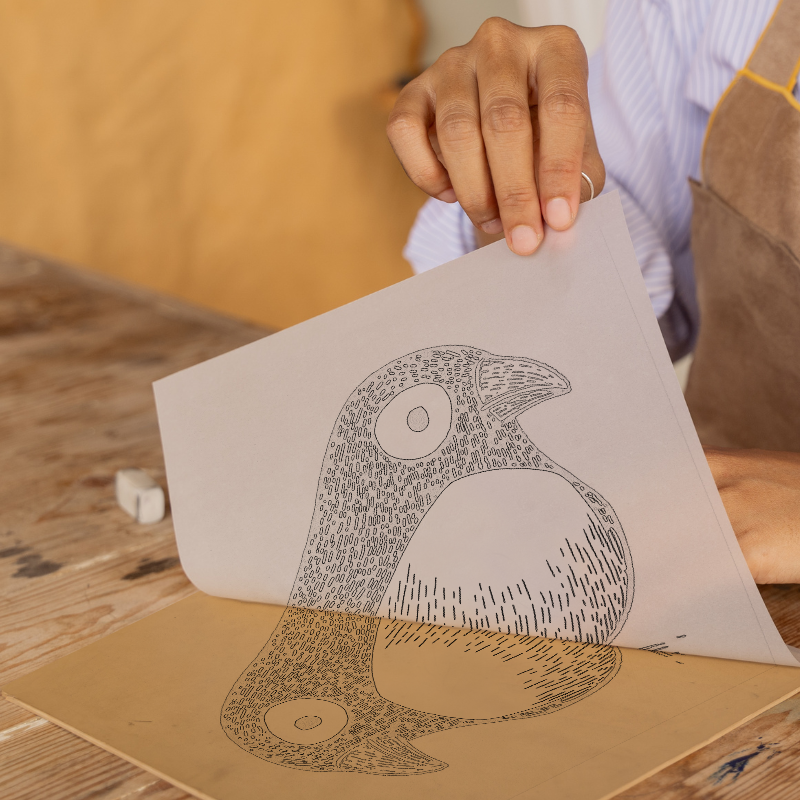 Cute Puffin/Puffling Linoprint-Style Art (235-1)
