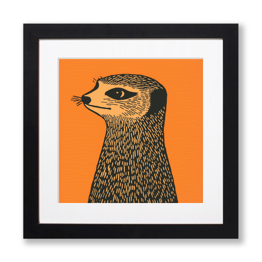 Cute Meerkat Pup Linoprint-Style Art (228-2)