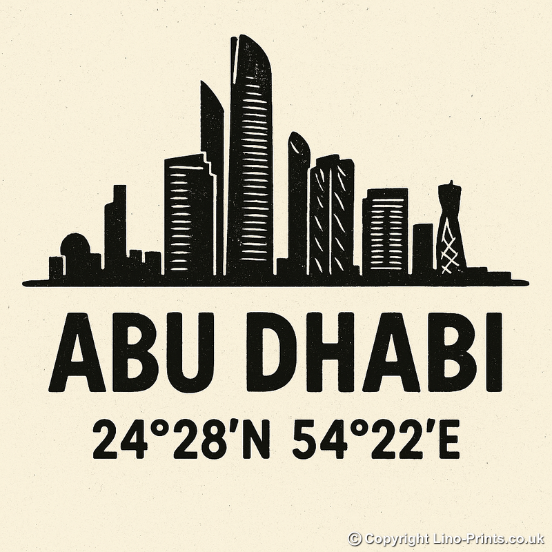 Place Coordinates Linoprint-Style Art (c287)