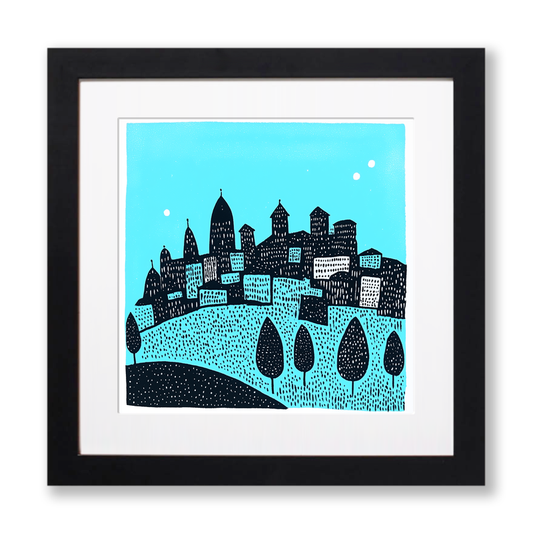 Florence skyline Linoprint-Style Art (559-2)