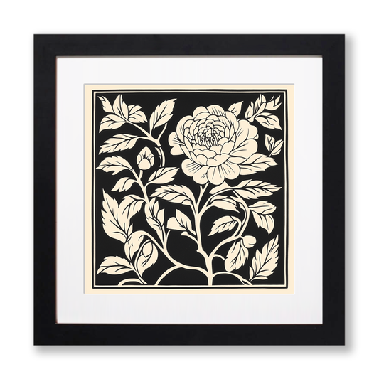 Camellia Linoprint-Style Art (1699-1)
