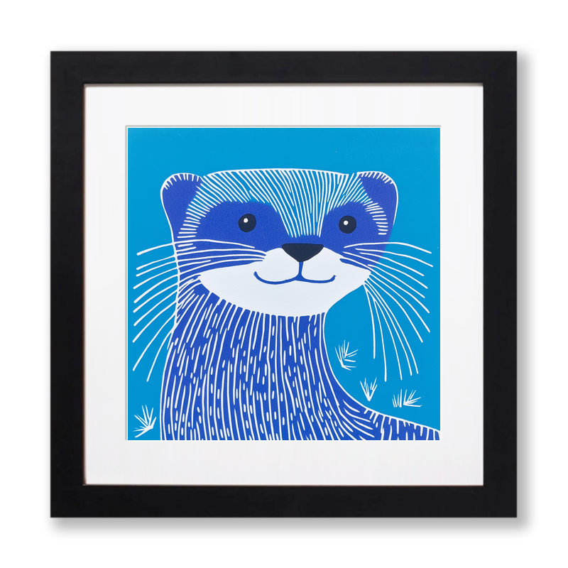 Cute Ferret Linoprint-Style Art (912-2)