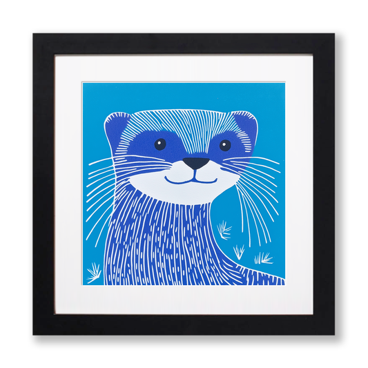 Cute Ferret Linoprint-Style Art (912-2)