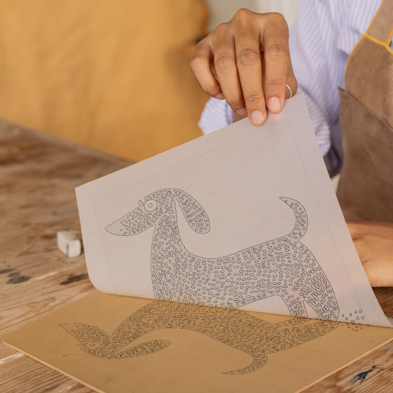 Dachshund Linoprint-Style Art (1461-1)