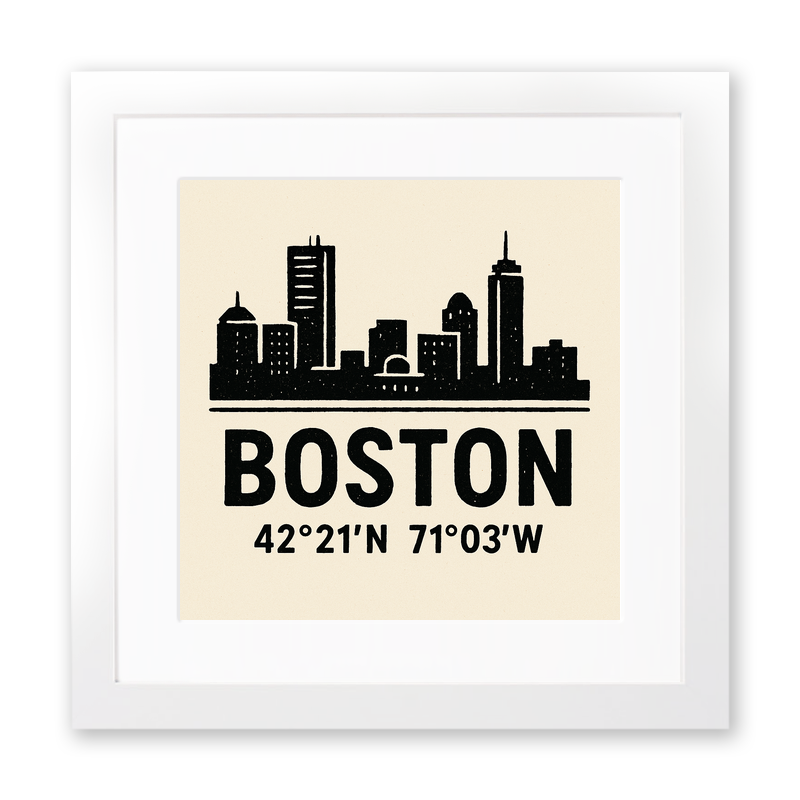 Place Coordinates Linoprint-Style Art (c319)