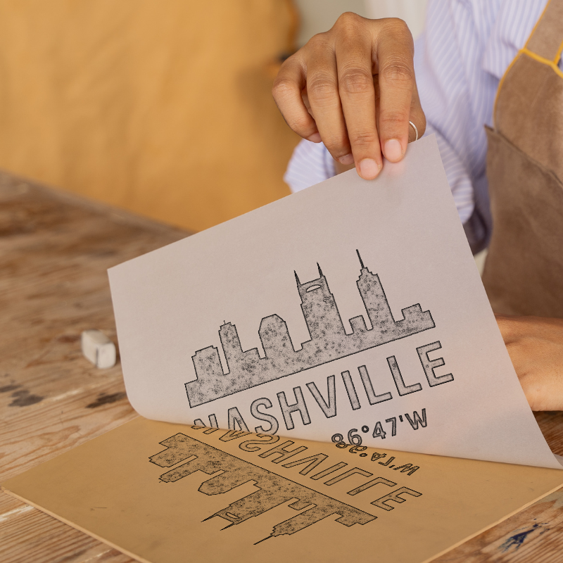Place Coordinates Linoprint-Style Art (c264)
