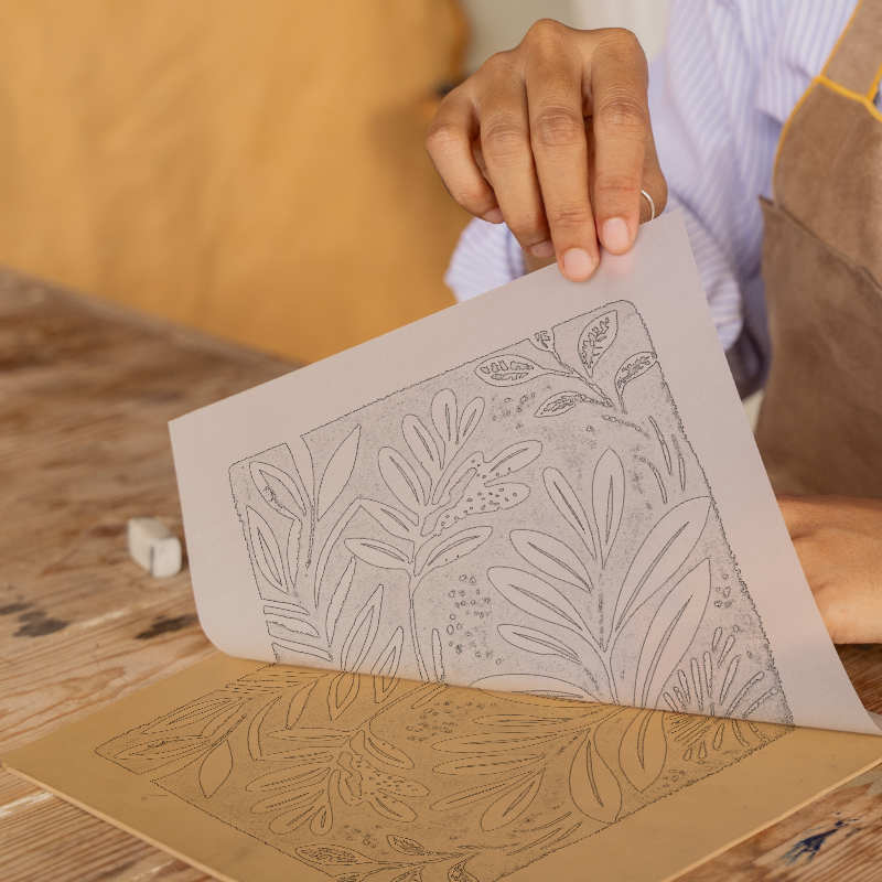 Abstract botanical textures Linoprint-Style Art (499-1)