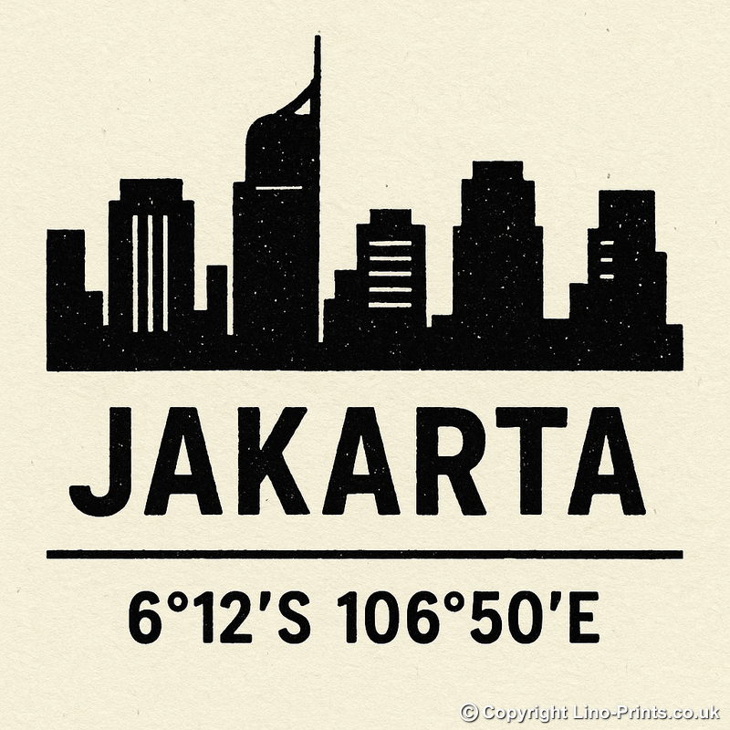 Place Coordinates Linoprint-Style Art (c276)