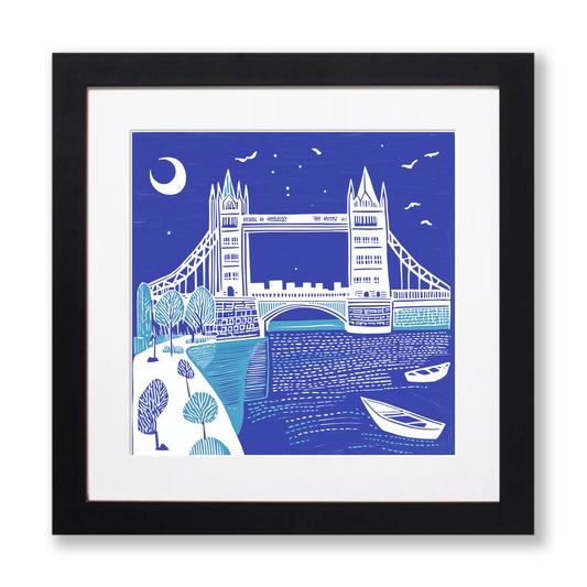 Tower Bridge, London Linoprint-Style Art (880-1)