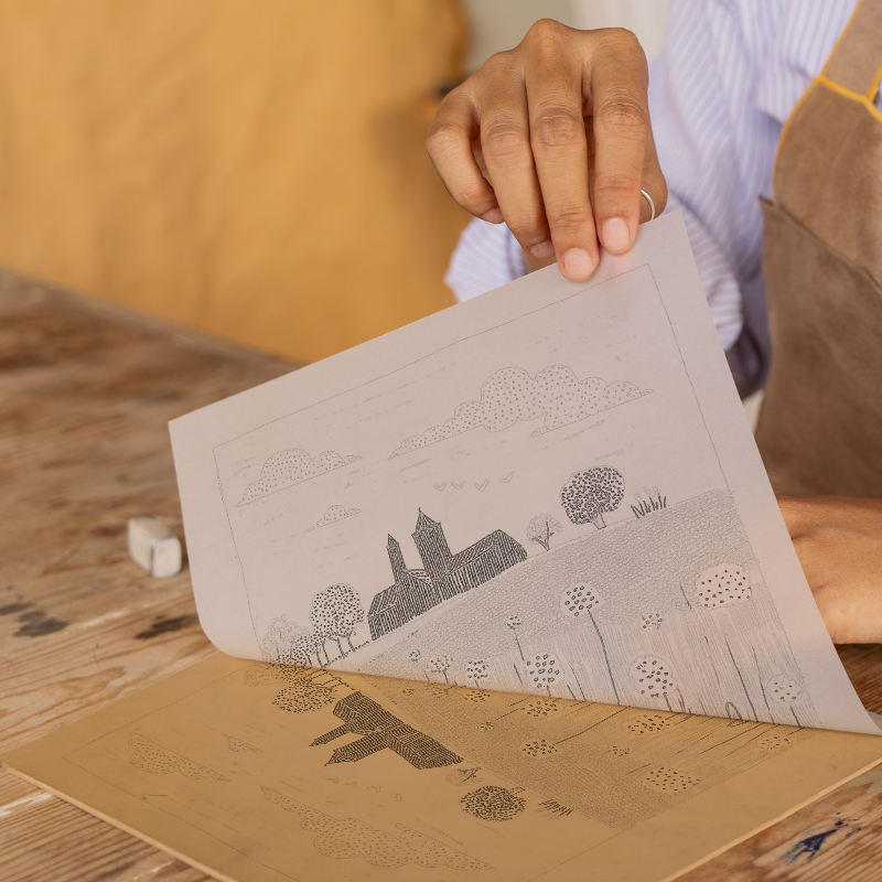 Durham Cathedral Linoprint-Style Art (556-1)