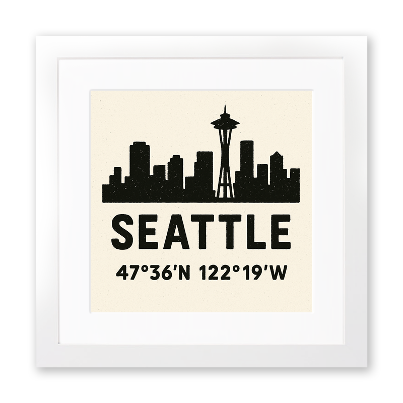 Place Coordinates Linoprint-Style Art (c339)