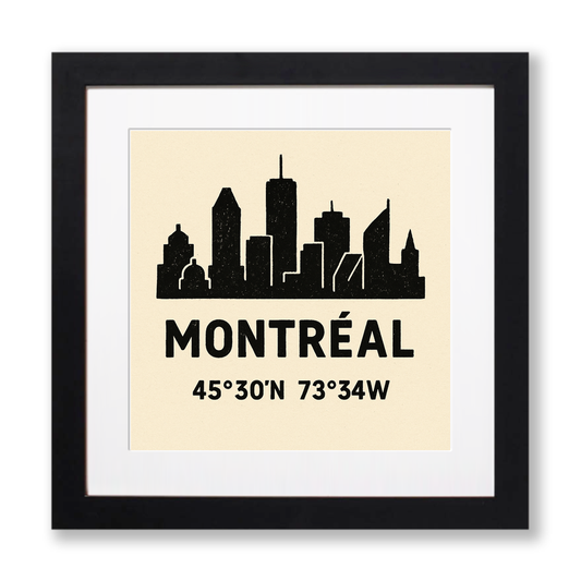 Place Coordinates Linoprint-Style Art (c296)