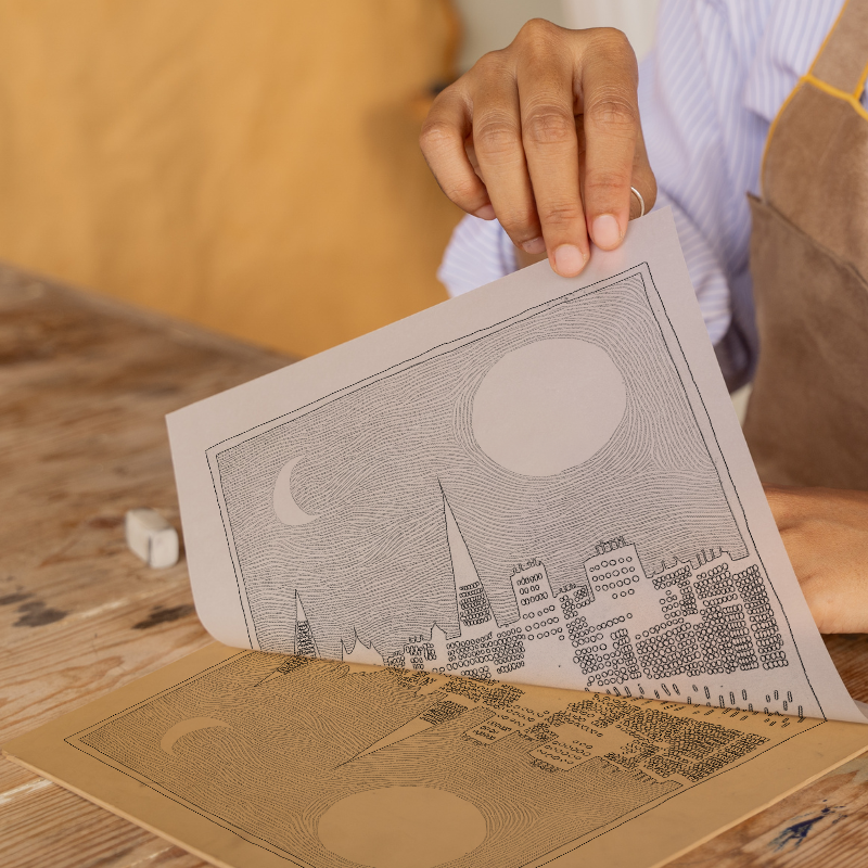 London skyline Linoprint-Style Art (567-1)