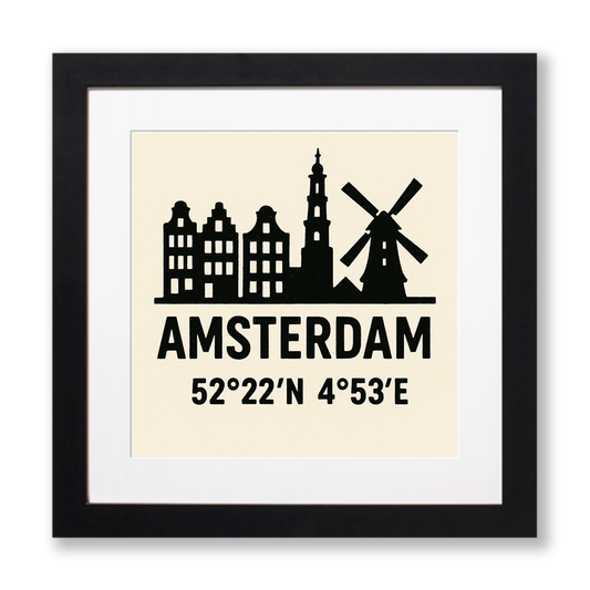 Place Coordinates Linoprint-Style Art (c310)