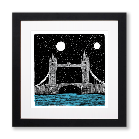 Tower Bridge, London Linoprint-Style Art (589-1)