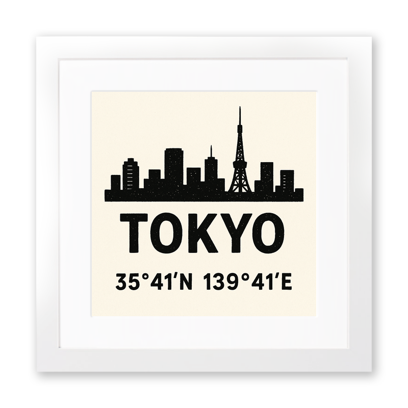 Place Coordinates Linoprint-Style Art (c346)