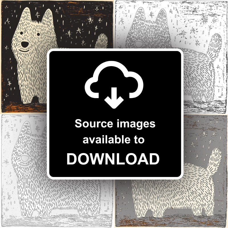 West Highland White Terrier Linoprint-Style Art (1492-1)