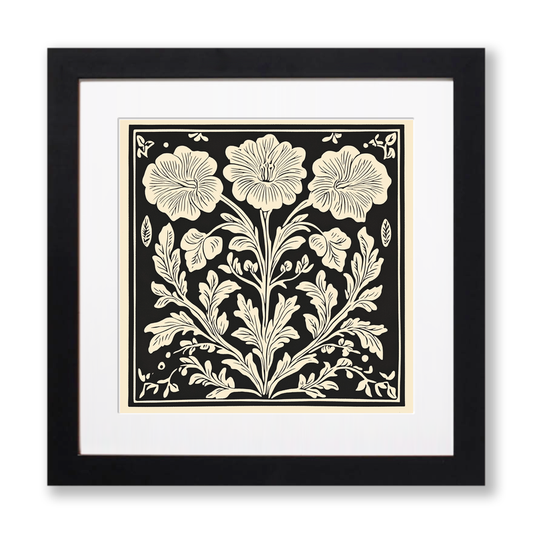 Sweet Pea Linoprint-Style Art (1747-1)