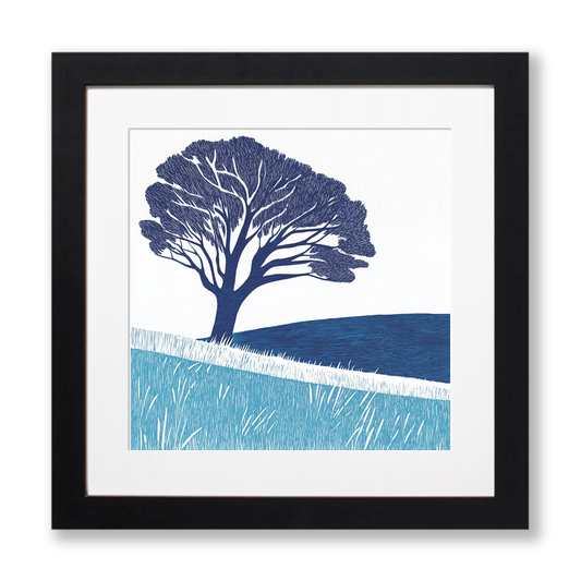 Solitary tree Linoprint-Style Art (996-1)