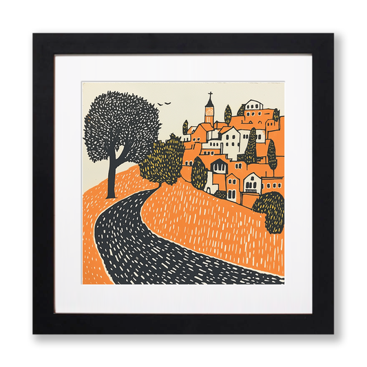 Lisbon Alfama district Linoprint-Style Art (182-1)