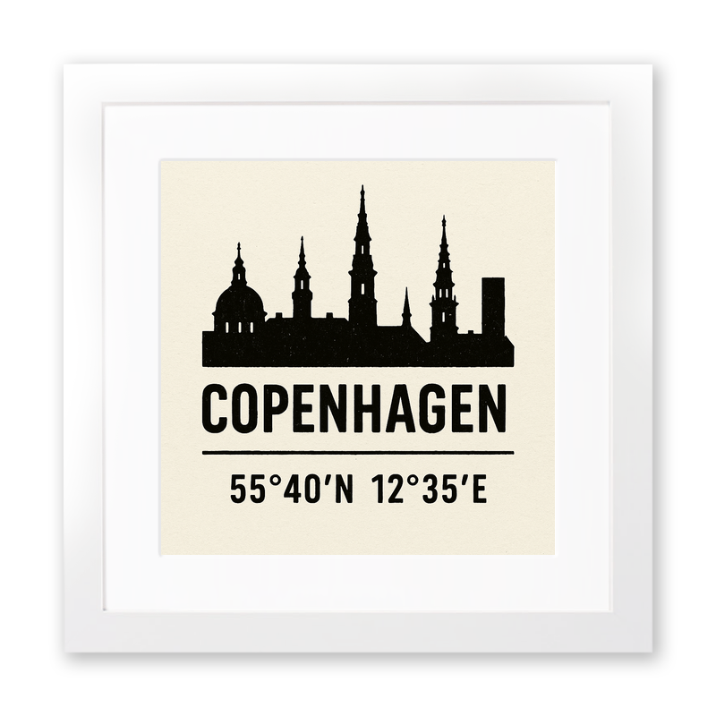 Place Coordinates Linoprint-Style Art (c298)