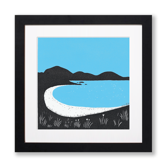Luskentyre Beach, Isle of Harris Linoprint-Style Art (802-3)