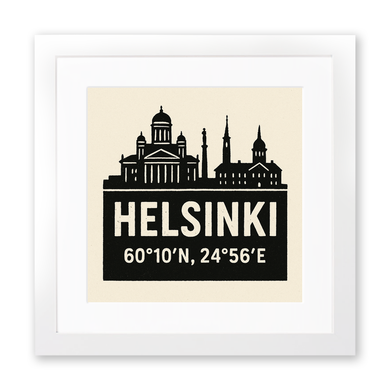 Place Coordinates Linoprint-Style Art (c297)